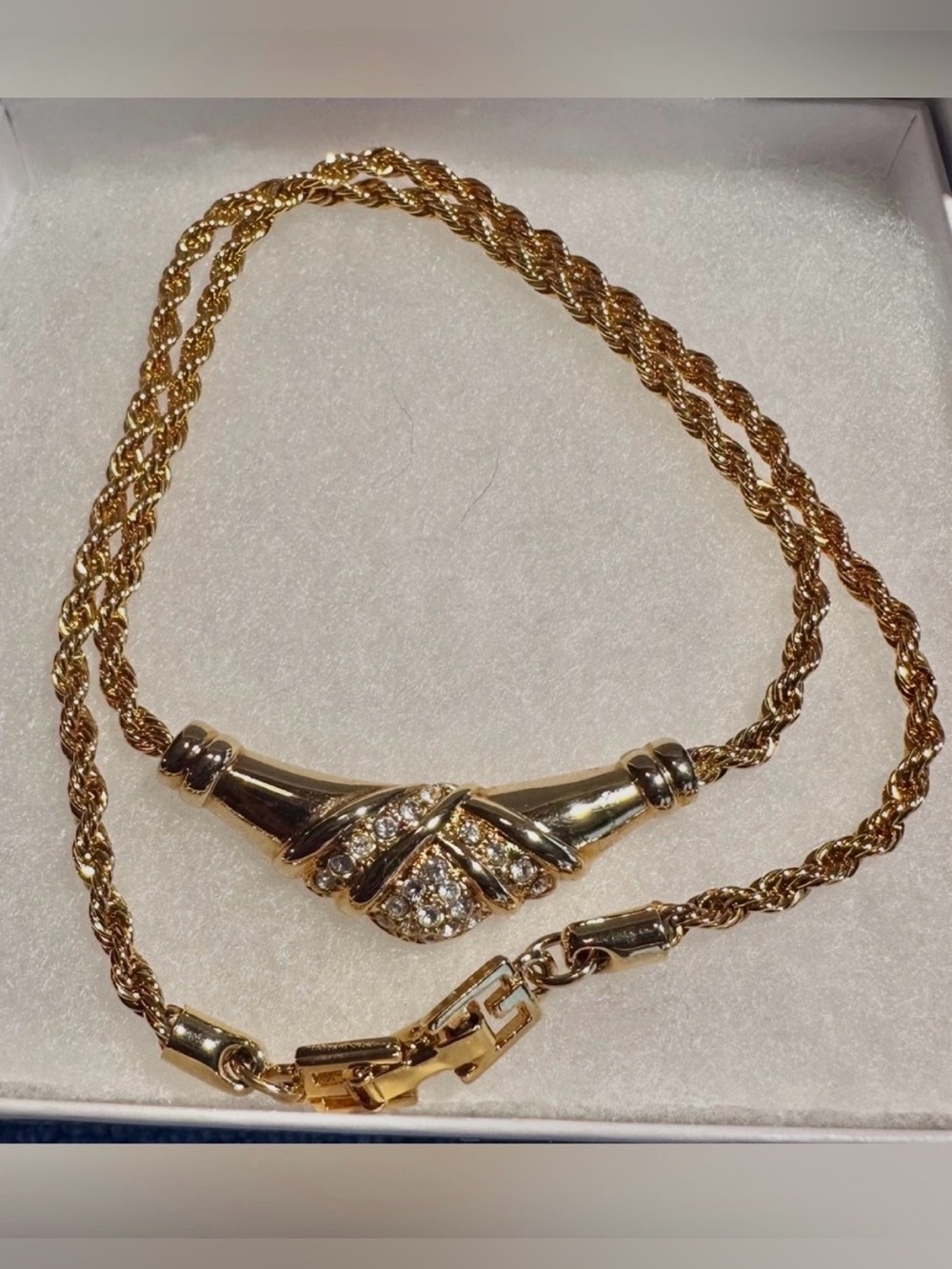 ✨ Vintage GIVENCHY Paris New York Gold Tone Crystal Statement Necklace | Signed